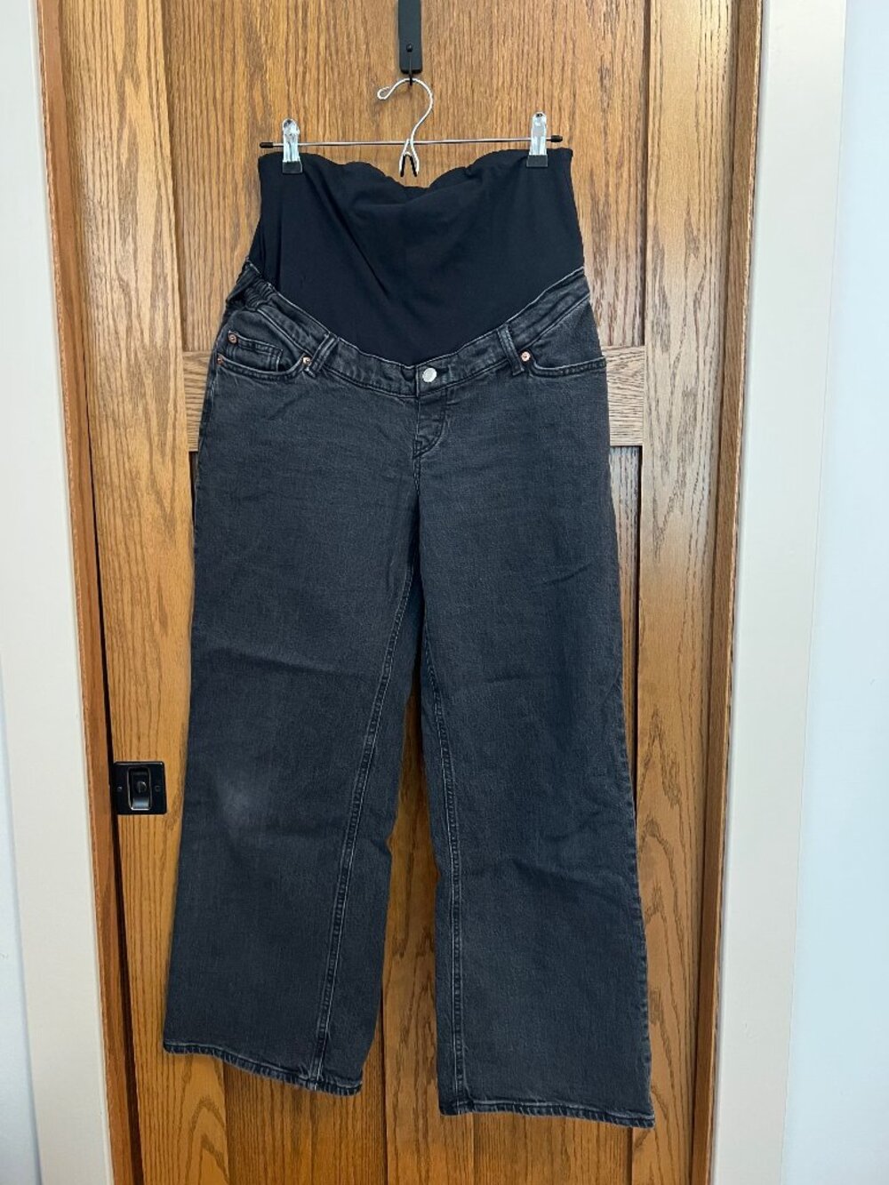 H&M MAMA Wide Jeans - Black, Size L